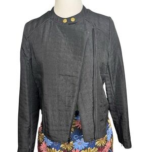 NEW Worthington Womens Jacket Black Small Asymmetrical Moto Cropped Full Zip